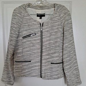 MNG Casual Chanel-Like Tweed Jacket with Zipper Detail